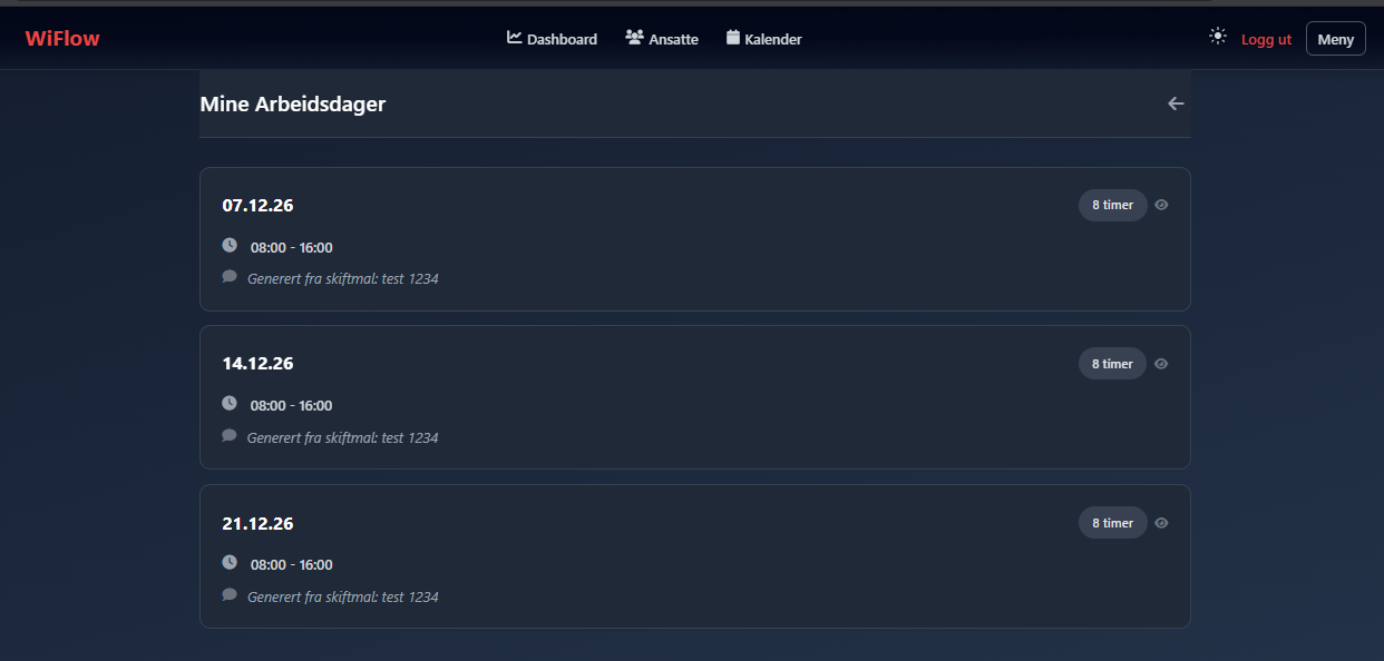 WiFlow — Arbeidsdager